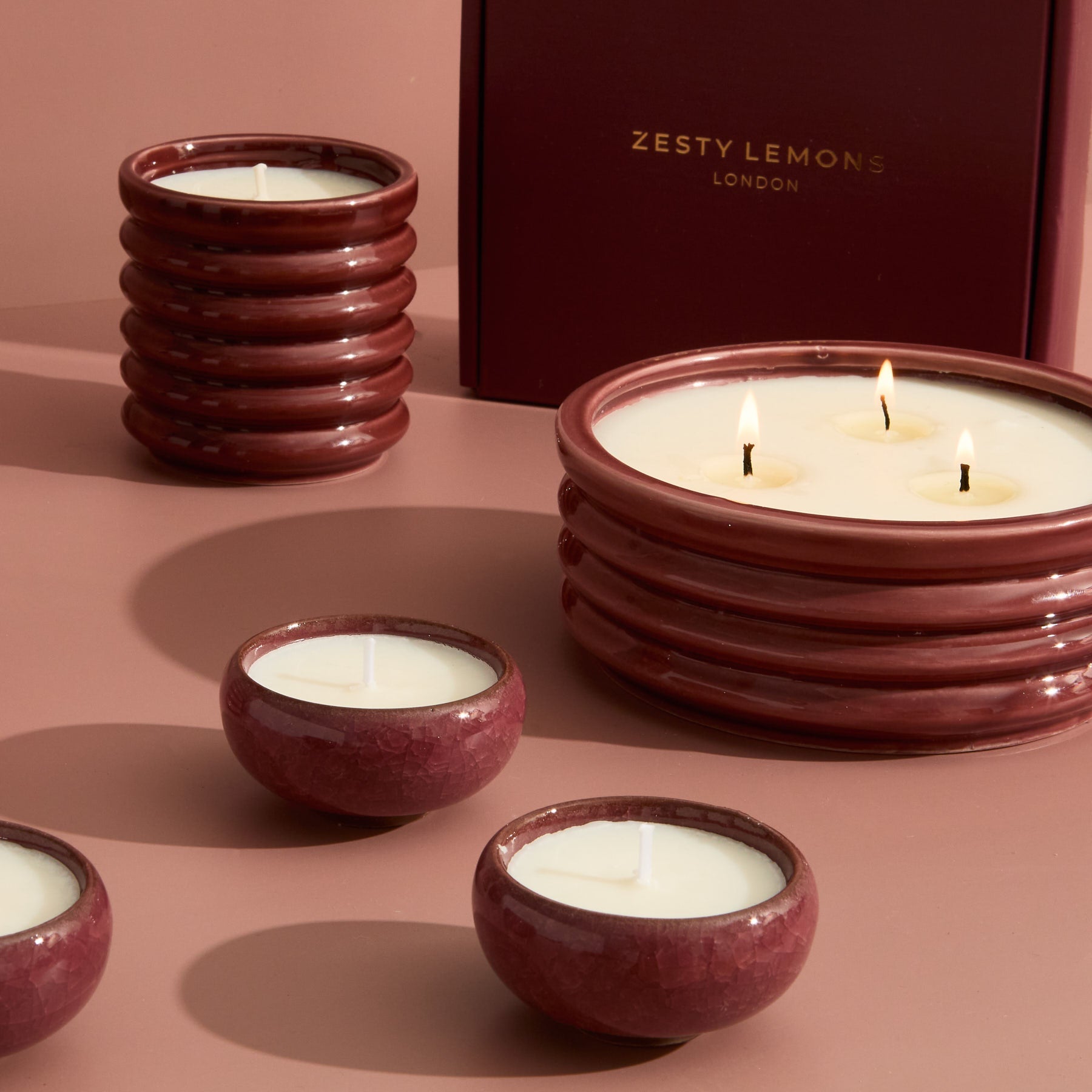 Contemporary Kiln Large Burgundy Candle