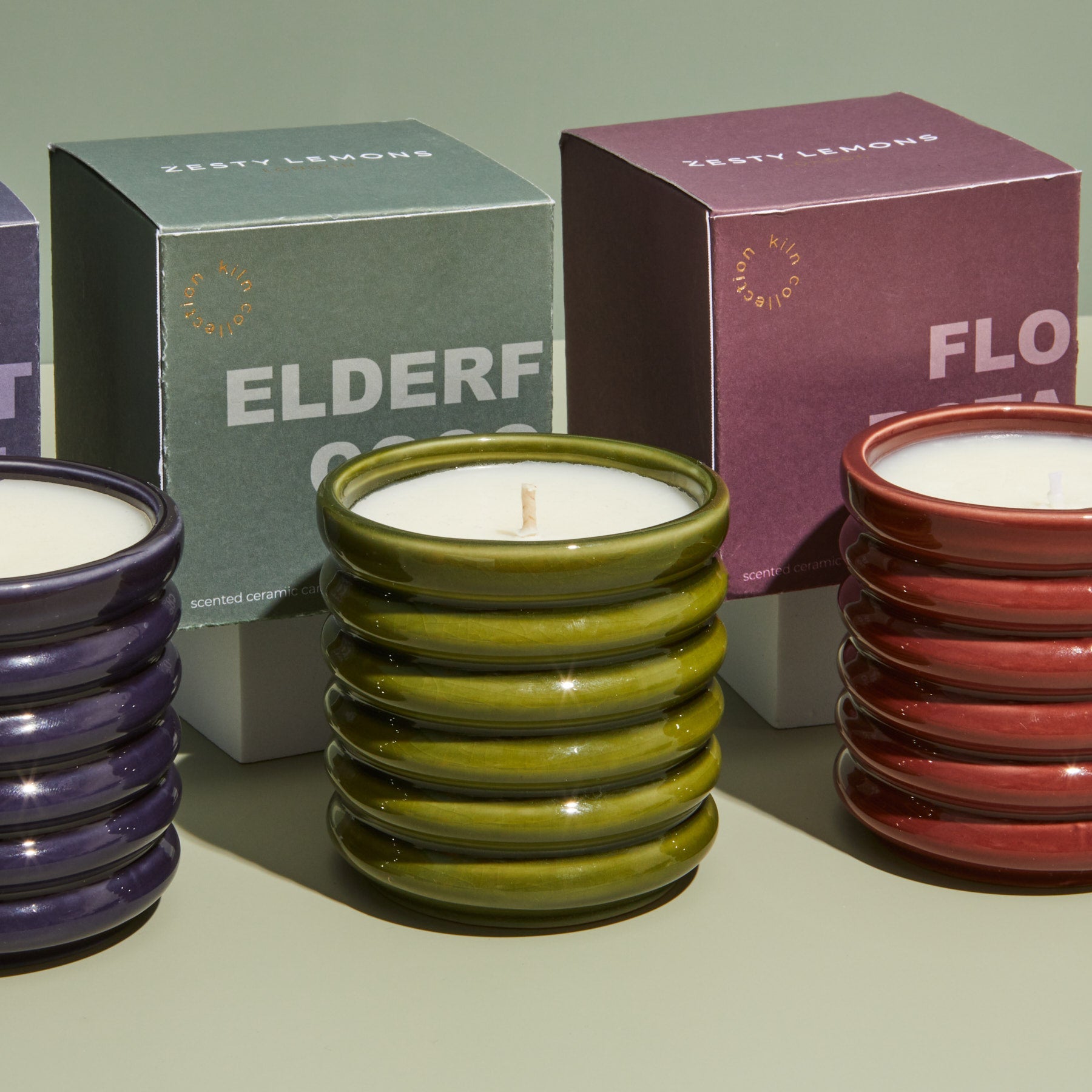 Contemporary Kiln Olive Candle - Elderflower & Coconut