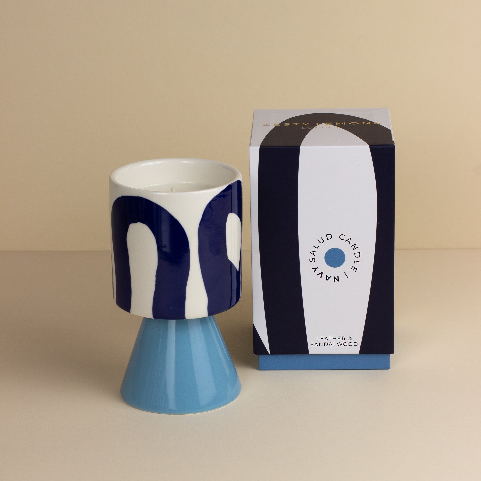 Kiln: Drip Glaze Candle Navy - Leather & Sandalwood