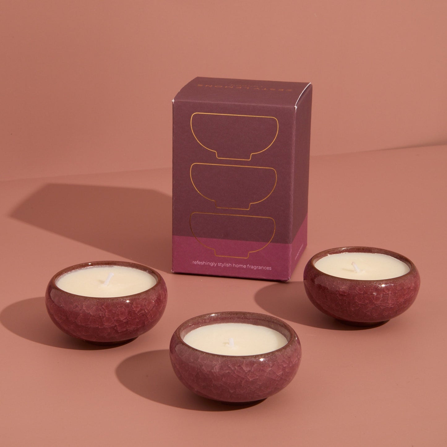 Contemporary Kiln Burgundy Tea Lights - Floral Botanics