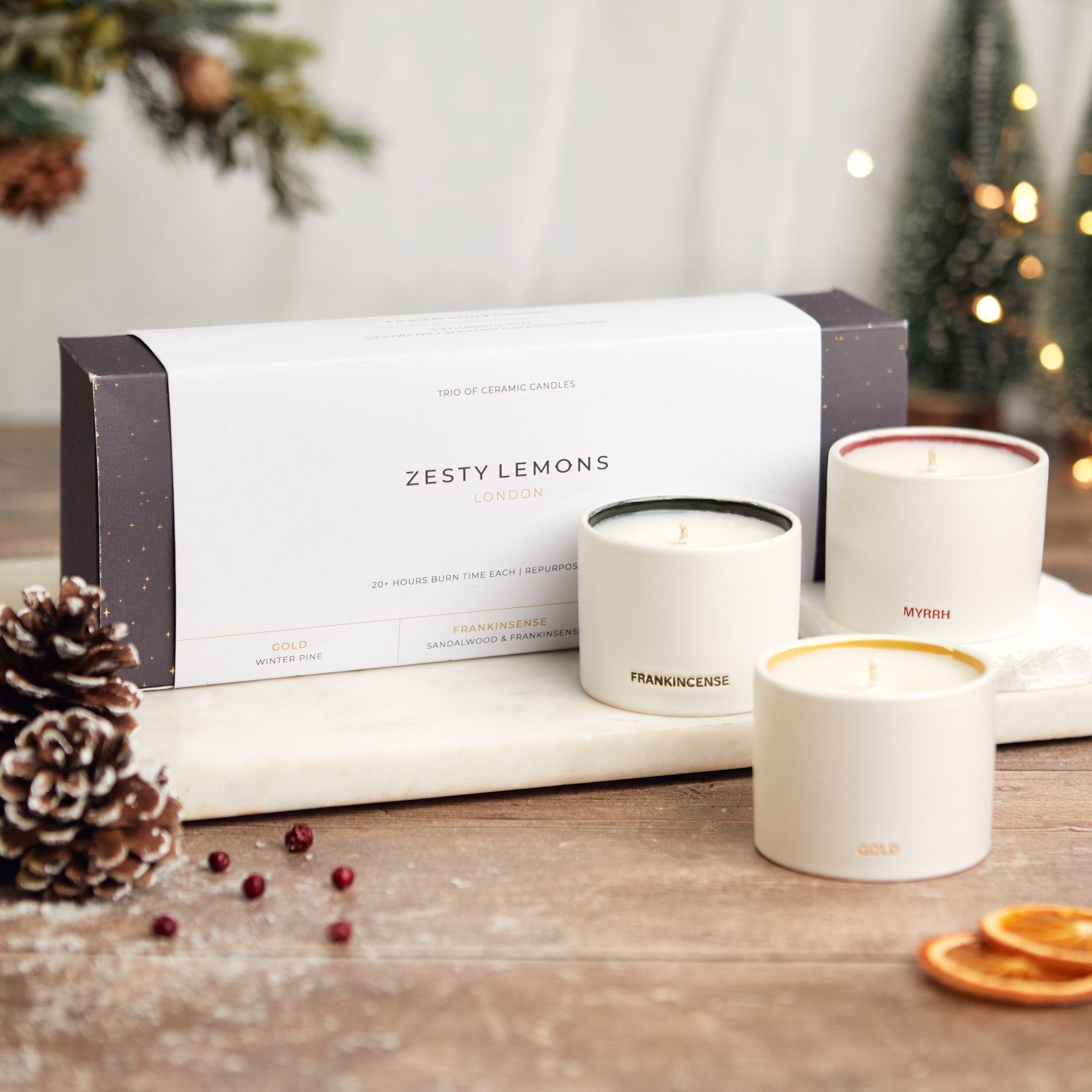 Starry Night: Gold Frankincense and Myrrh Candle Trio