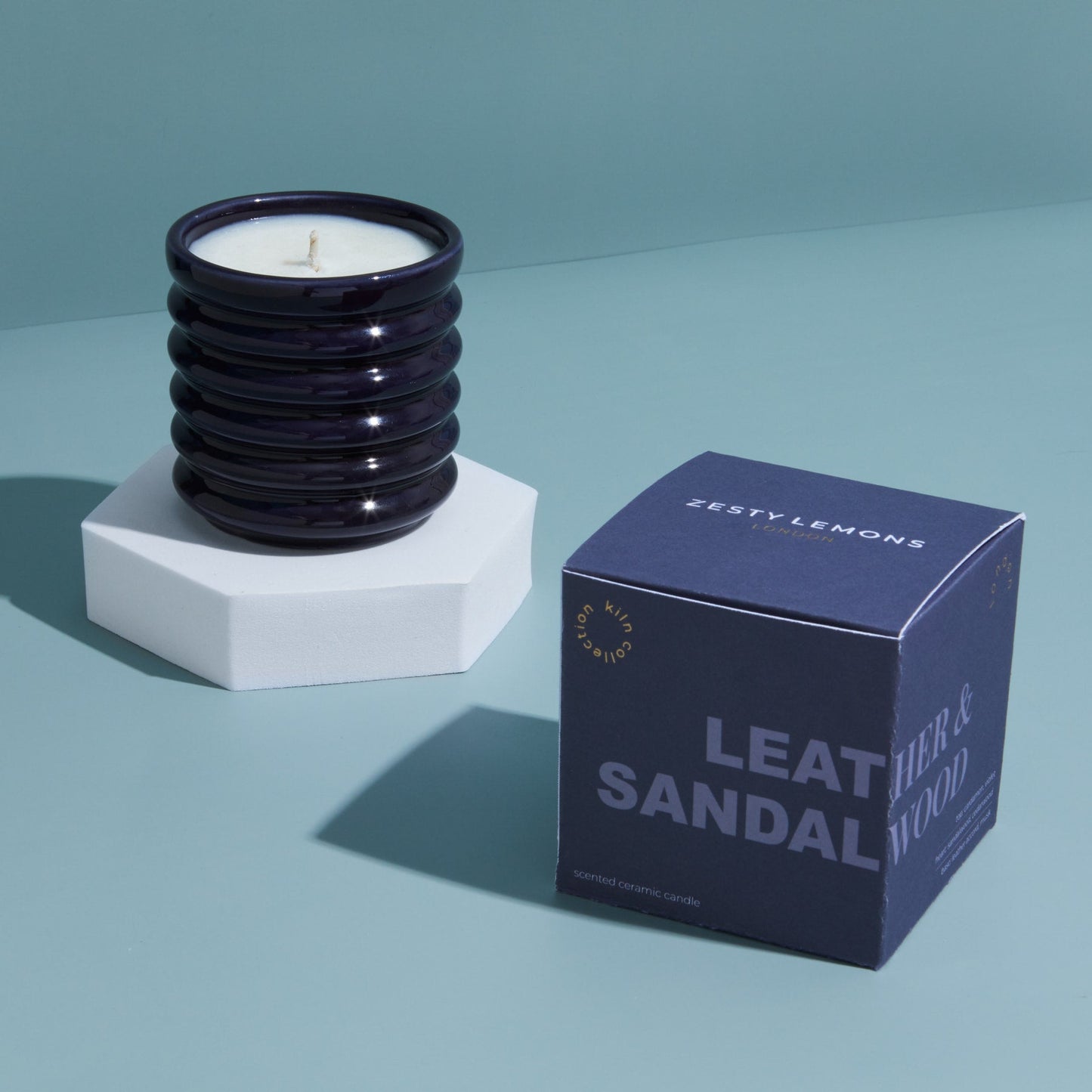 Contemporary Kiln Navy Candle - Leather & Sandalwood