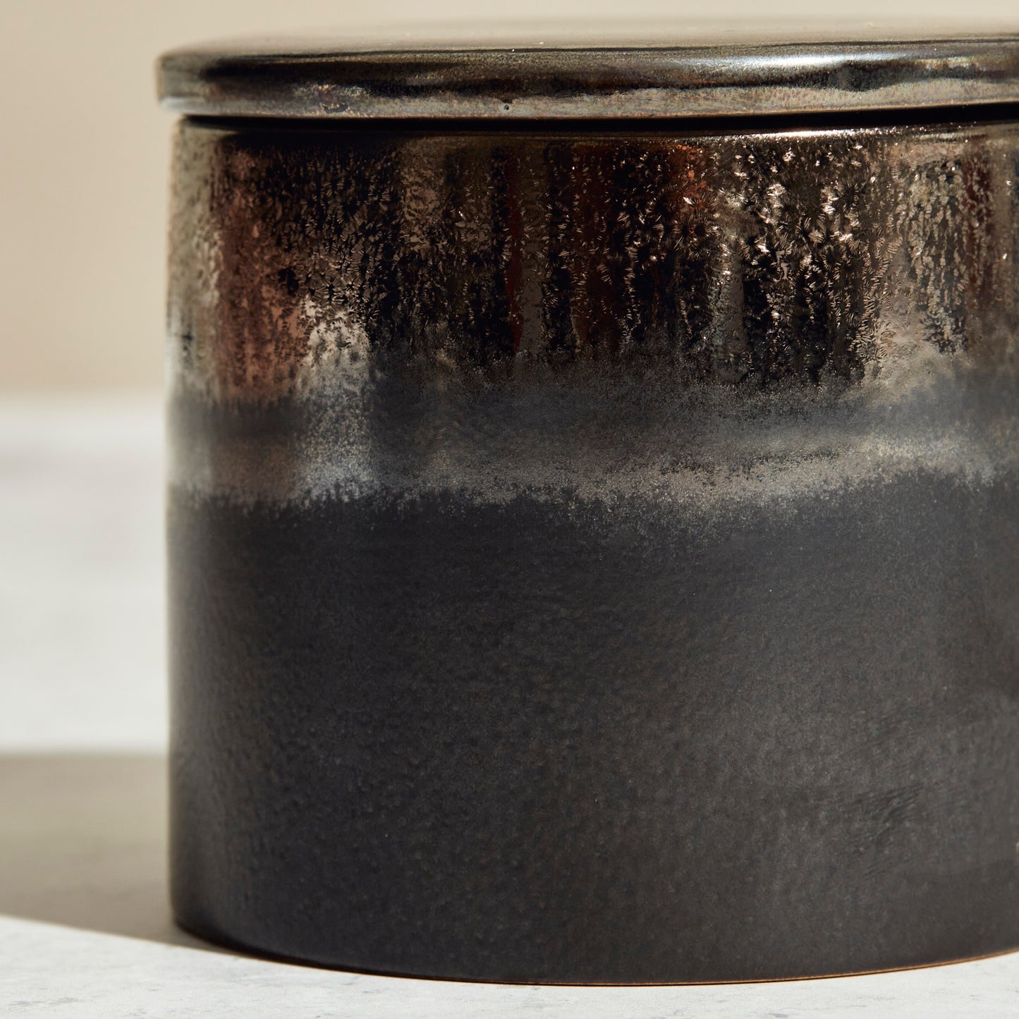 Kiln: Bronze & Graphite Ceramic Candle - Activated Charcoal & Matcha