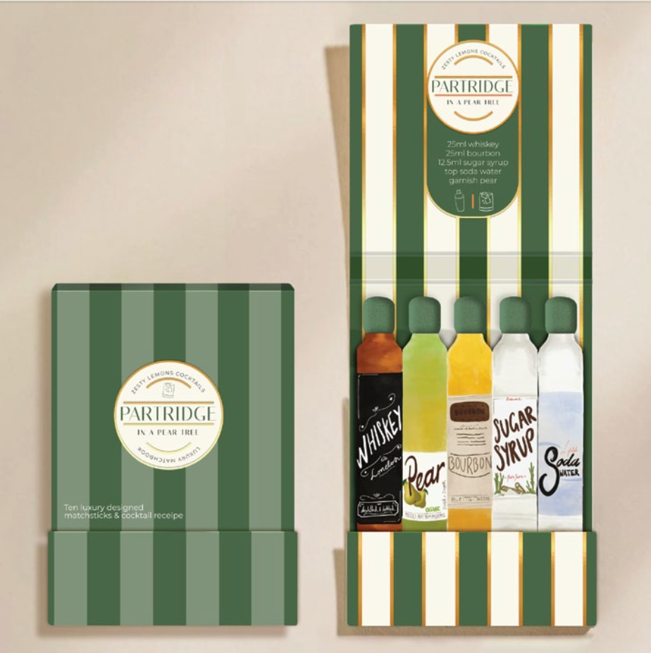 Partridge in a Pear Tree Cocktail Matchbook