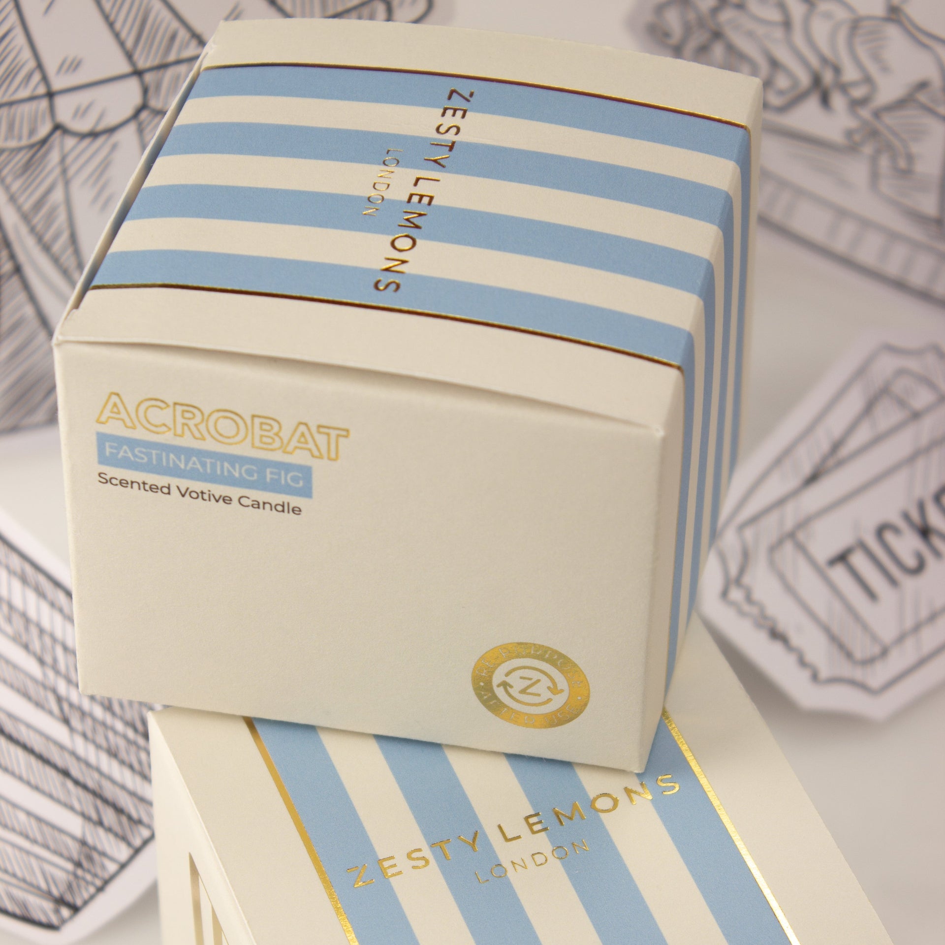 Carnival: Acrobat Blue Votive Candle - Activated Charcoal & Matcha