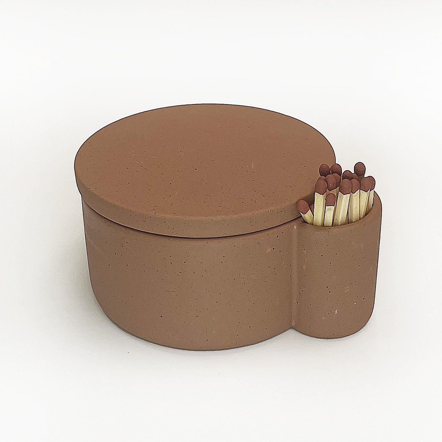 Scandi: Terracotta Matte Ceramic Candle with Match Holder - Passionfruit & Vanilla