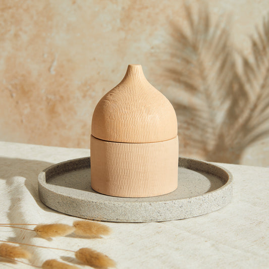 Marrakesh: Rounded Sandstone Candle - Myrrh & Tonka