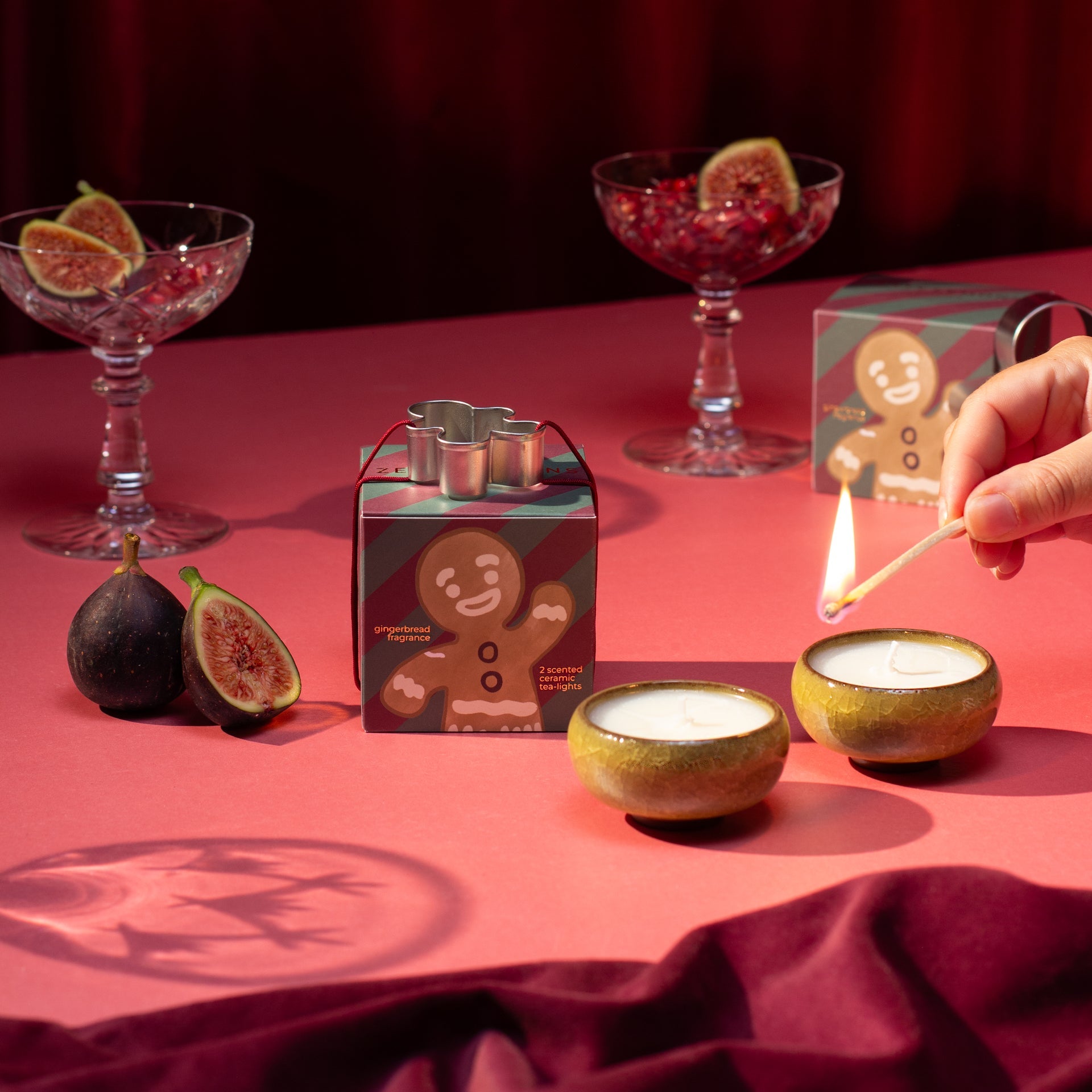 Sparkle Season: Gingerbread Tea Lights (Box of 2) - Gingerbread